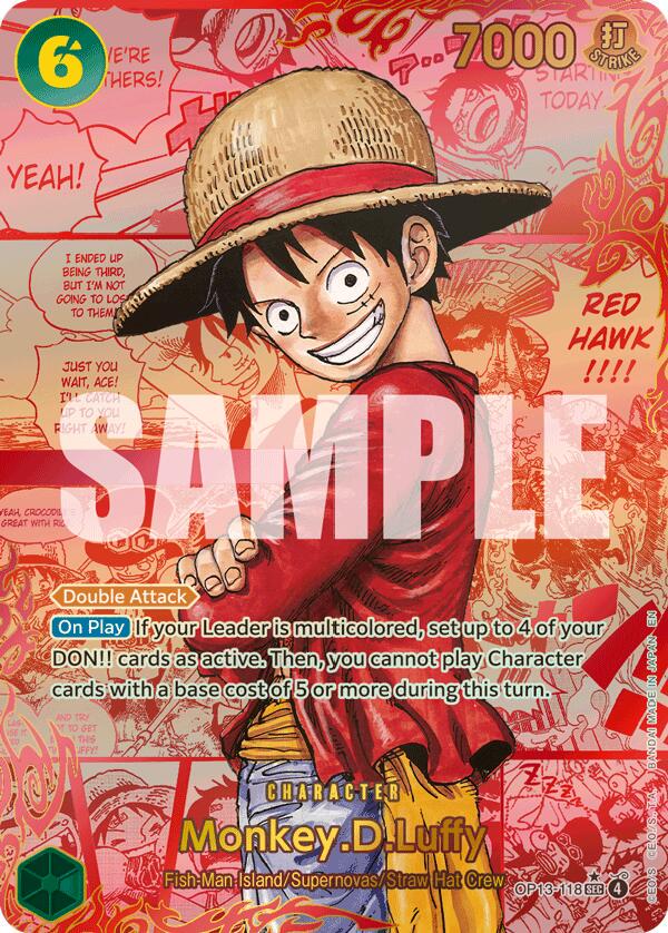 Monkey.D.Luffy Red Manga OP13-118 One Piece card