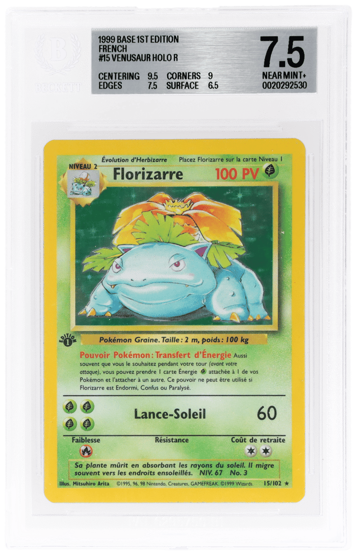 1999 Pokemon Base Set French 1st Edition Holo Venusaur #15