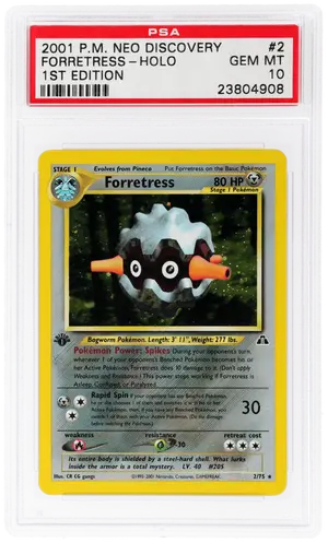 2001 Pokemon Neo Discovery 1st Edition Holo Forretress #2, PSA 10