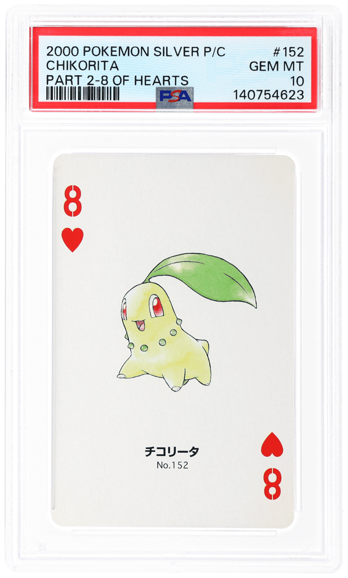2000 Pokemon Silver Version Part 2 Playing Cards 8 of Hearts Chikorita #152