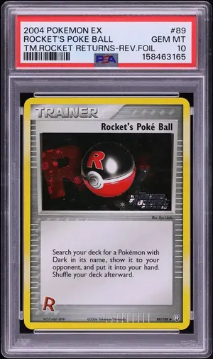 2004 Pokemon EX Team Rocket Returns Reverse Holo Rocket's Poke Ball #89, PSA 10 GEM MINT