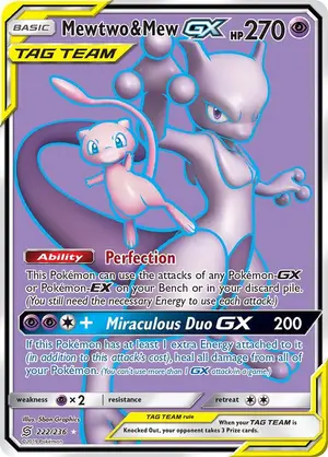 Mewtwo & Mew GX (Full Art), Raw