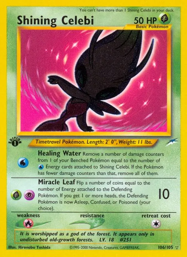 Shining Celebi, the biggest recorded pull on Packs.com, worth $2.6k