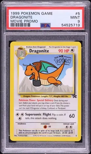 1999 Pokemon Black Star Promo Movie Dragonite #5, PSA 9 MINT